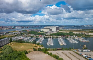 View of sailboat harbor in Copenhagen.
