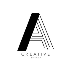 A Letter Logo With Black Line Design. Line letter symbol vector illustration
