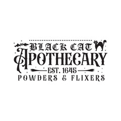 Black cat apothecary est 1645 powders & flixers svg