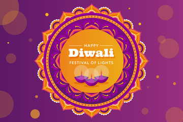 Happy Diwali festival with oil lamp background