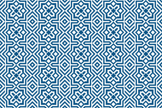 Arabic pattern ramadan mubarak muslim star pattern simple. Flower square diagonal design. Islamic pattern background. shield pattern islamic vector. combination blue and white colors