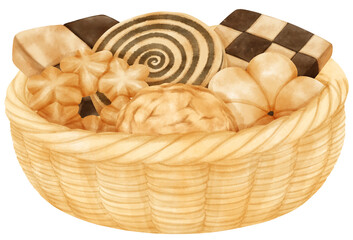 watercolor basket of cookies