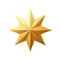 Gold shiny glitter glowing christmas star with shadow isolated on white background. Vector illustration.