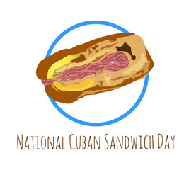 vector illustration for cuban sandwich day in August