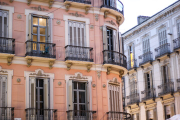 facades of characteristic buildings in Malaga