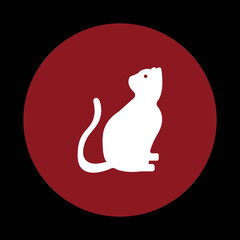 Circle white cat animal logo 
