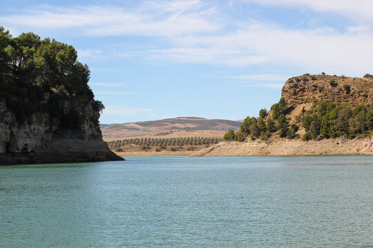 Embalses Guadalhorce-Guadalteba lake near path of the king