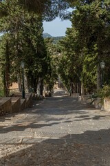 Fototapeta premium Calvary stairs leading to the Sanctuary of Sant Salvador
