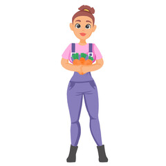 woman farmer, agricultural Cartoon character illustrations