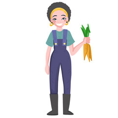 woman farmer, agricultural Cartoon character illustrations