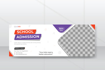 School admission timeline cover design and web banner, back to school social media post design with white background