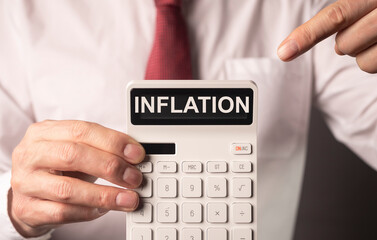 Inflation word, price growth concept