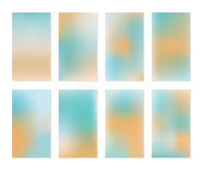 Obraz premium A collection of trendy colorful vector gradient set illustrations. Modern template design, grainy texture. For fliers, social media posts, screens, mobile apps, covers, wallpapers and branding.