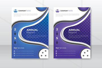 Annual report brochure flyer design template, leaflet presentation, book cover design, A4 size modern layout with cyan and purple colors