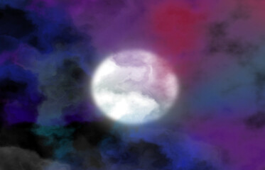 Obraz na płótnie Canvas sky with moon and clouds
