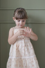 portrait of a little child in a dress in ruse bulgaria 