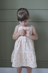 portrait of a little child in a dress in ruse bulgaria 
