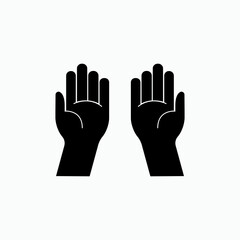 Palm Gesture Icon While Praying - Vector.