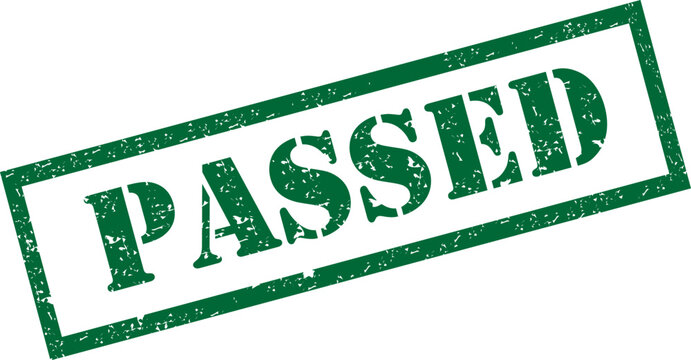 Passed Stamp. Green Text Rubber Stamp Ink - Vector.