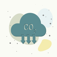 Carbon dioxide vector icon on multicolored background.
