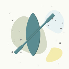 Canoe vector icon on multicolored background.