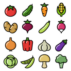 Set of vegetables icons. Vector illustration