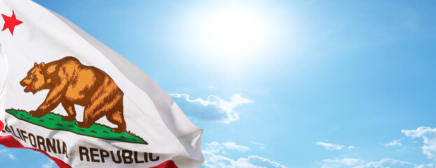 California flag on blue sky background. USA.