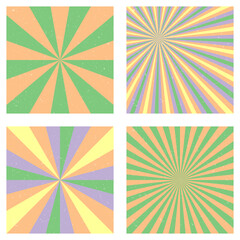 Appealing vintage backgrounds. Abstract sunburst covers with radial rays. Modern vector illustration.