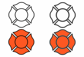 firefighter emblem icon set isolated on white background