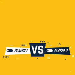 Versus vector template. Battle competition concept template. White and black players, yellow background. Video game or fighting competitors. VS letters and two players blanks.
