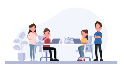 Colleagues working together on project