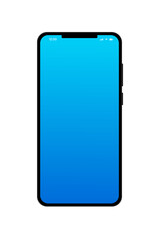 Realistic black smartphone with empty touch screen. Device front view. Isolated on white background, vector illustration.