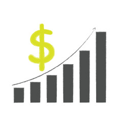 graph with dollar sign, rising graph