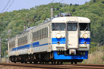 Fototapeta premium Series 455 train running on the Hokuriku Main Line.