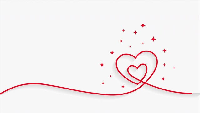 Minimal line heart animated background with text space