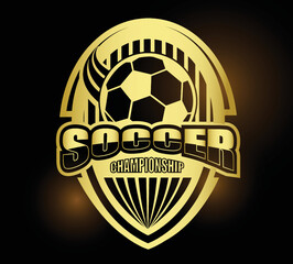 Illustration of golden soccer symbol or logo