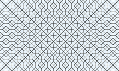Arabic traditional motif texture background. Elegant luxury backdrop vector with Islamic themed decorative ornament pattern. Grayish white color with geometric and octagonal line motif illustrations.