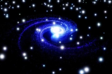 3D render abstract space particles dark light