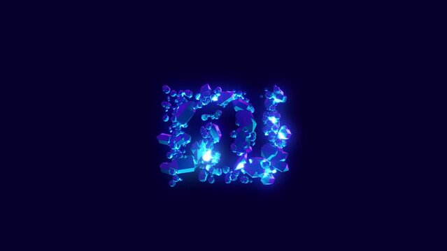 magic blue diamonds or ice crystals font - shekel sign, isolated - loop video