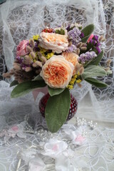 bouquet of roses on a table