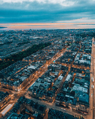 Fototapeta na wymiar Aerial of the street grid in Edinburgh, Scotland during the early morning