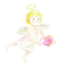 天使　ハート　手描き