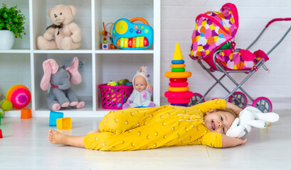 Obraz premium Children play with toys in the room. Selective focus.