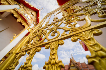 Details and fragments of old traditional buddhist temple in Thailand