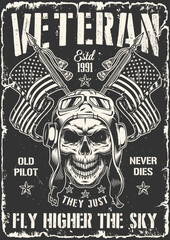 Military aviator poster monochrome vintage