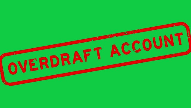 Grunge red overdraft account word square rubber seal stamp zoom on green background