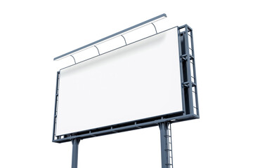 Blank white billboard isolated on light background, perspective view. Mock up, 3D Rendering