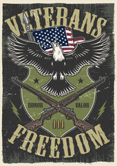Veterans freedom colorful vintage poster