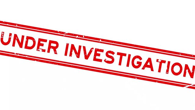 Grunge red under investigation word square rubber seal stamp zoom on white background