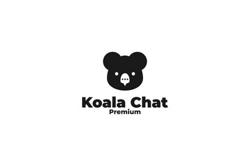 Flat head koala chat logo design vector illustration idea